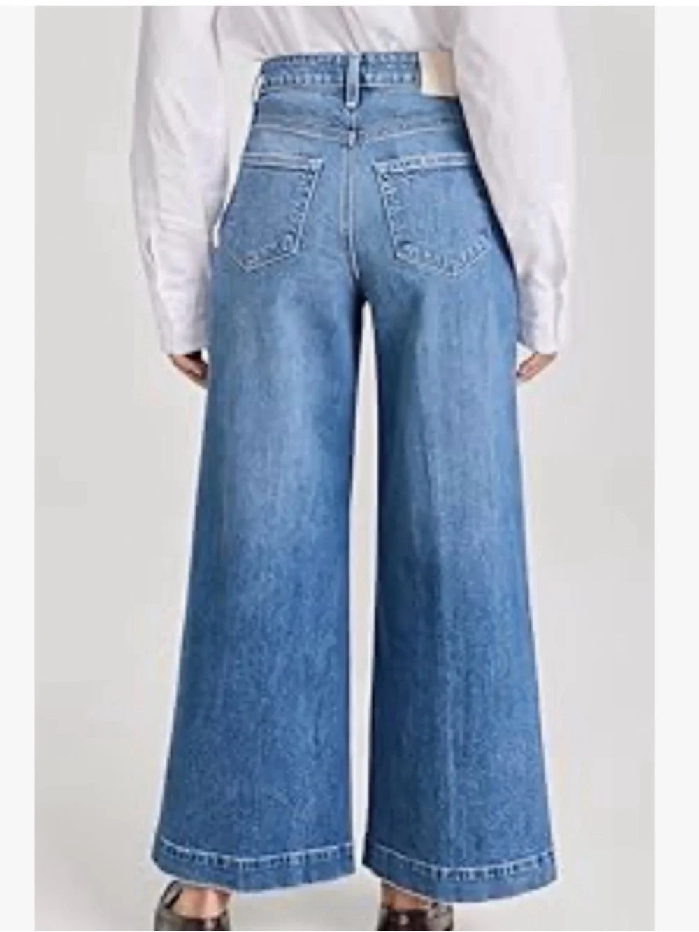 PAIGE Wide Leg High-Rise Blue Women's Jeans - Picture 2 of 13